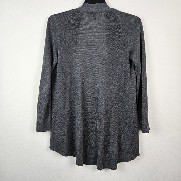Eileen Fisher Tencel Merino Wool Open Front Light Cardigan XS Minimalist Gray - Picture 4 of 5
